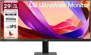 LG 29U511A 73 cm (29 Inch) UltraWide WFHD (2560x1080) IPS Monitor, 100Hz, 5ms(GtG), Anti-Glare, sRGB 99% (Typ.), HDR10, 3-Side Virtually Borderless, DP, HDMI, Headphone Out, Tilt Adjustable (Black)