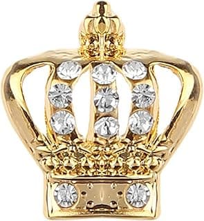Mahi Elegant Crystal Crown Brooch Suit Collar Accessories Brooch for Men (PABP1101044GPR)