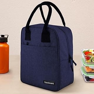 Frenchware Insulated Lunch Bag (9 Litre, 15 kg, Navy Blue), Office Tiffin Bags for Men and Women, Hot & Cold Travel Lunch Box for Men, Tiffin Box & Bottles, Lunch Bag for Office, Picnic Bag (Nylon)