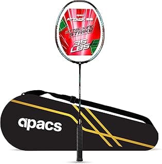 Apacs Attack 66 (35LBS | 5U | Power x Speed Frame System) 30T High Modulus Graphite Badminton Racket with Full Cover | Made in Vietman (Red)