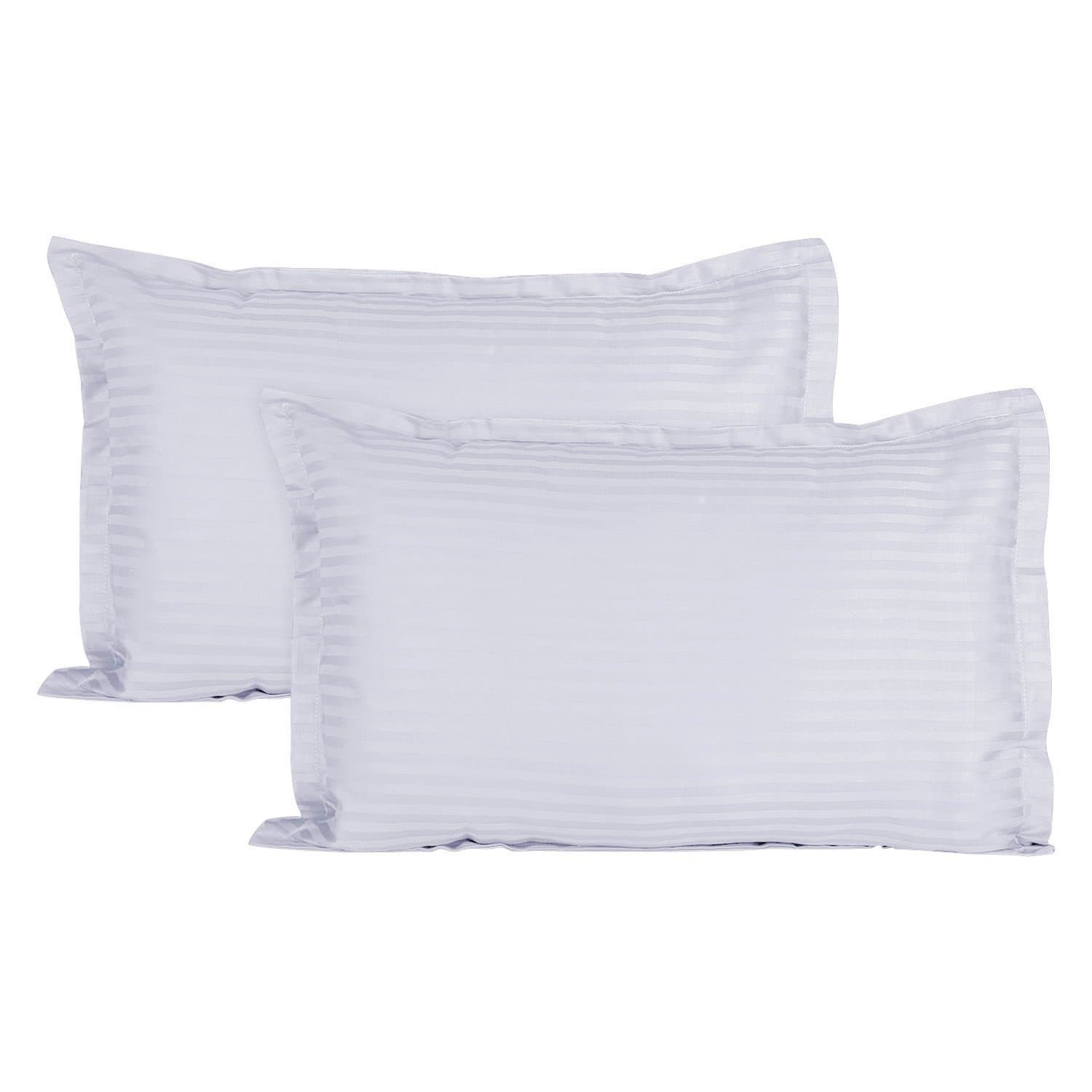 Trance Home Linen 200 TC 100% Cotton Standard Size 18x28 inch Satin Stripe Pillow Covers | Pillow Cases | Set of 2 Piece Pillow Covers only |Standard Size (White, 18 X 28 inch)