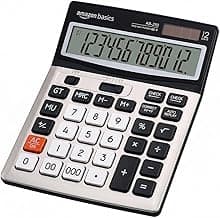 Amazon Basics 12-Digit Desktop Calculator | 127mm Large Tilted LCD| 112-Step Check & Correct | Dual Power Solar & Battery | Anti-Scratch LCD | 000 & F-Cut Keys | Black