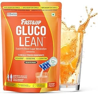 FAST&UP Glucolean GLP-1 Helps Manage Blood Sugar Levels Burns Stubborn Fat Diabetes Care with Clinically Proven Reducose, Berberine, L-Carnitine, ACV & Chromium - 15 Orange Stick Packs