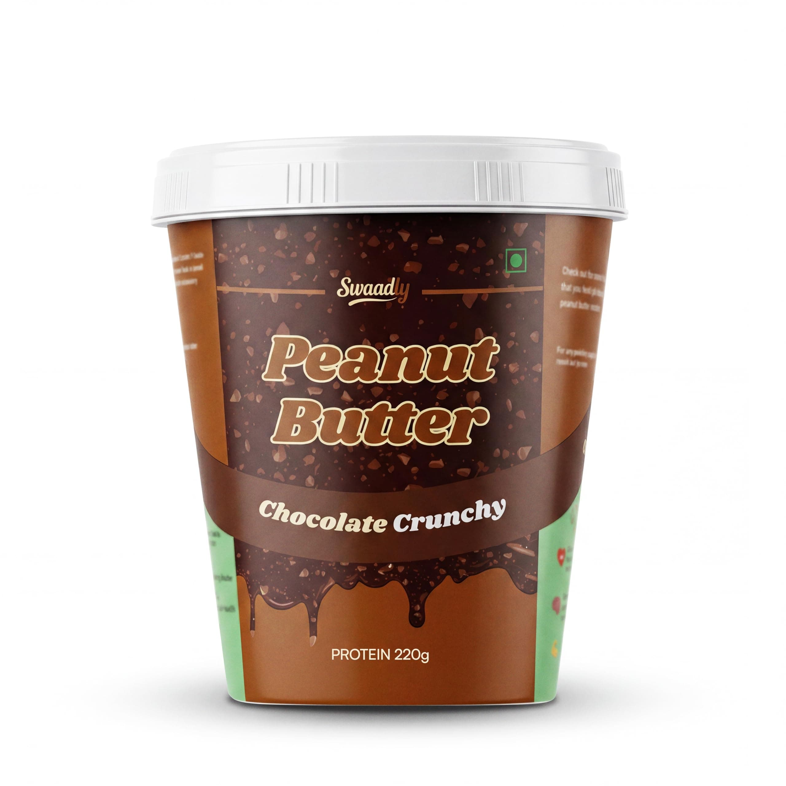 Swaadly Chocolate Crunchy Peanut Butter 1KG | High Protein Spread | Source of Dietary Fibre | No Palm Oil | Made with Natural Ingredients | Healthy Breakfast & Fitness Snack