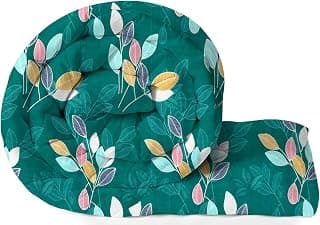 BSB HOME 220 GSM Reversible Microfiber AC Comforter/Duvets for Mild Winter | All Season King Size 3 Layered Quilted Blanket for Double Bed (220 cm x 240 cm, Floral, Green)