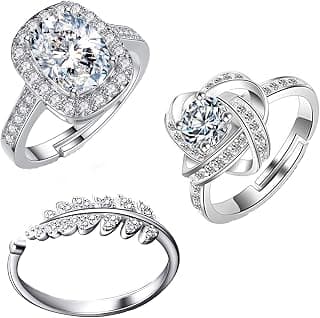 Mahi Colorful Crystsal Studded Adjustable Finger Ring Combo for Women (PACO1105158PR)