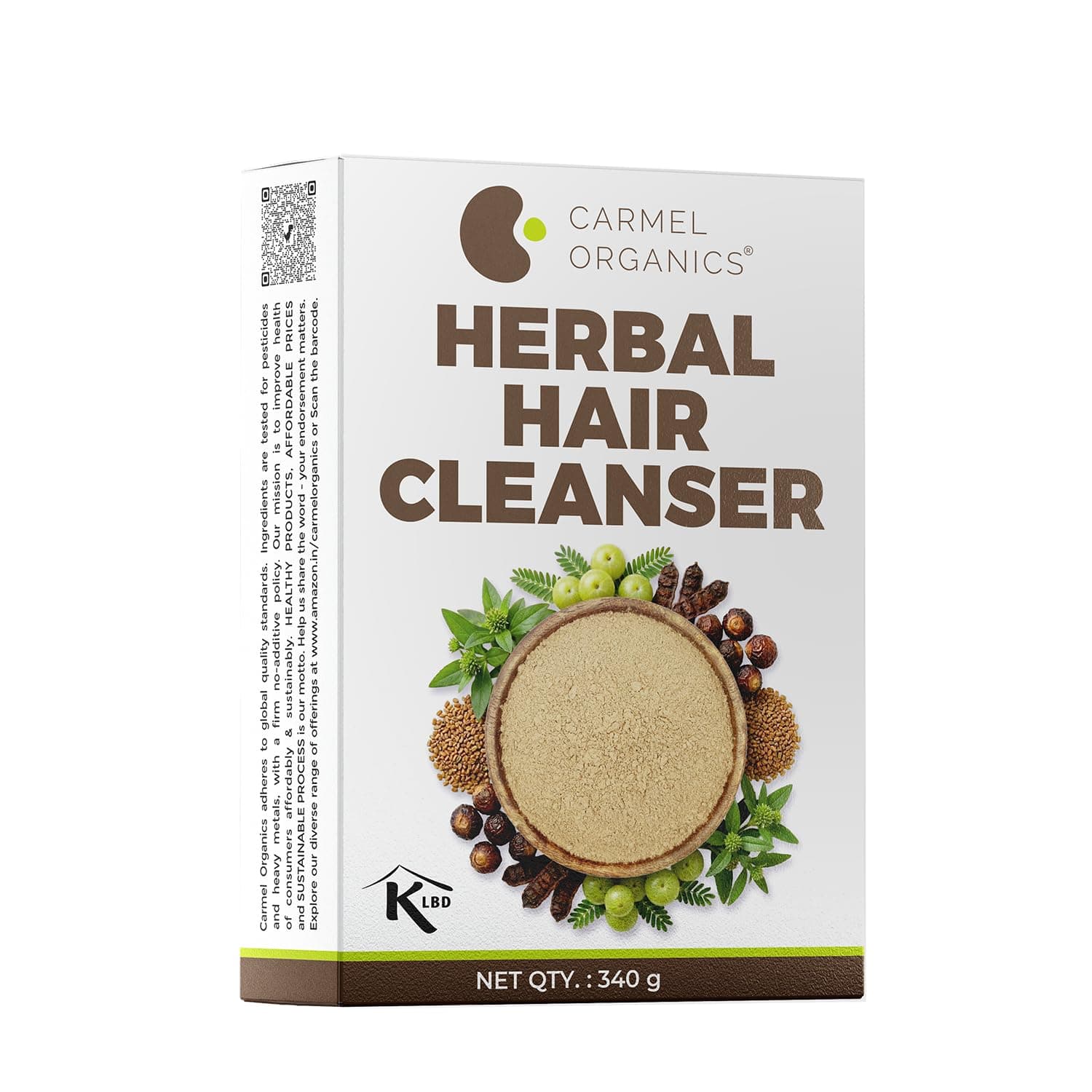 CARMEL ORGANICS Herbal Hair Cleanser Powder 340 Grams | Blend of Soapnut, Shikakai, Amla, Fenugreek & Bhringraj Powder, Nourishes the Scalp and Hair With Essential Nutrients