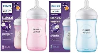 Philips Avent Natural Baby Feeding Bottle Combo| No.1 Brand Recommended by Moms Worldwide | Natural Response Technology Mimics Breastfeeding (260ml Blue + Pink Combo)