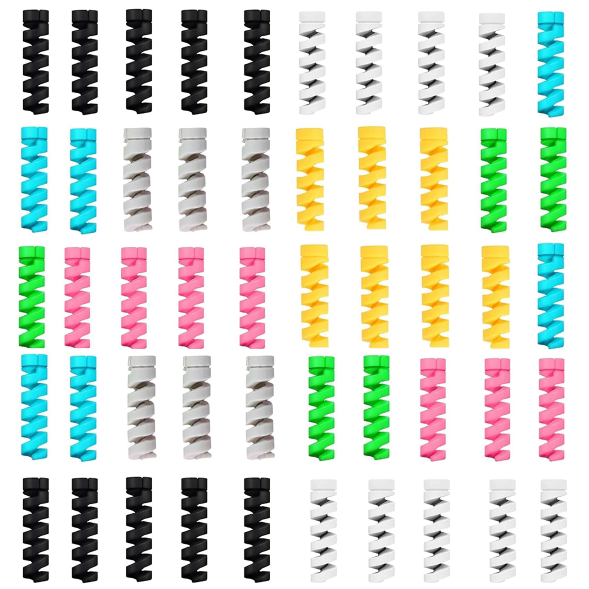 Sounce 50Pcs Spiral Cable Protector Spring Wire Saver, Multicolor | Includes 50 Spiral Spring Protectors To Guard Multiple Cables From Bending And Daily Wear