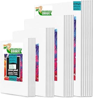 Cotton Canvas Board for Oil Acrylic Painting Set (2X(5x7, 8x10, 9x12, 10x14) Multi Pack, Primed White Blank- Artist Canvas Boards for Painting, ((Total 8 PC (2X(5x7, 8x10, 9x12, 10x14)))