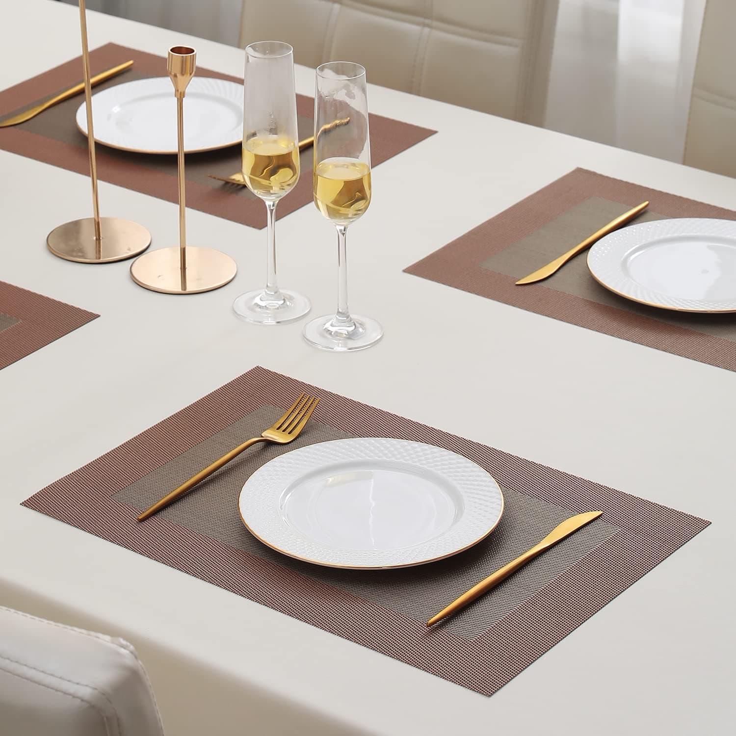 HOKIPO PVC Washable Set of 4 Placemats for Dining Table - 45x30 cm (AR3268), Polyvinyl Chloride