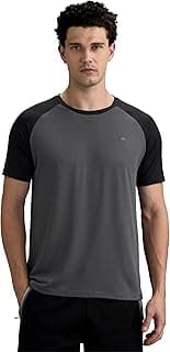Symbol Premium Men's Solid Regular Fit Sports Stretch T-Shirt | Round Neck | Raglan Sleeve | Moisture-Wicking | Activewear | Running | Gym | Plain (Available in Plus Sizes)