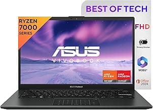 ASUS Vivobook Go 14, AMD Ryzen 3 7320U, 8GB RAM, 512GB SSD, FHD 14", Windows 11, Office Home 2024, Mixed Black, 1.38 kg, E1404FA-NK3325WS, AMD Radeon iGPU, M365 Basic (1Year)*, Thin & Light Laptop