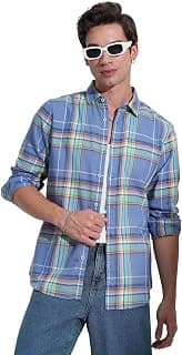 Highlander Men's Slim Fit Check Shirt | Long Sleeves | Regular Collar | Casual Shirts for Men