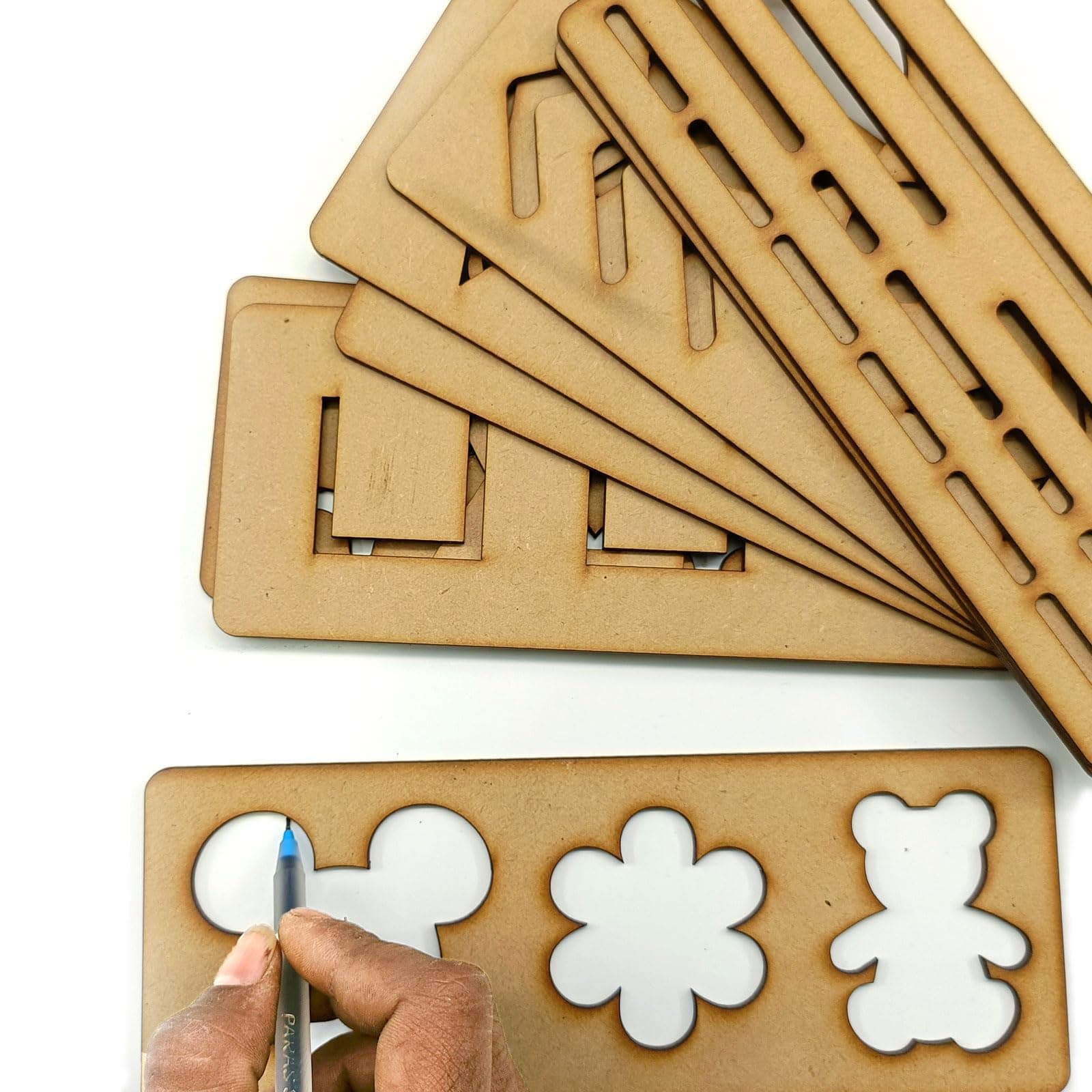 Haoser Wooden Line Tracing Board - Set of 12 Montessori Tiles for Pre-Writing Skills Development and Motor Skills Enhancement