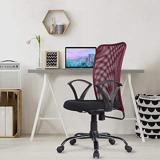 Green Soul Seoul Office Chair, Mid Back Mesh Ergonomic Home Office Desk Chair with Comfortable & Spacious Seat, Rocking-tilt Mechanism & Heavy Duty Metal Base (Confident Maroon)