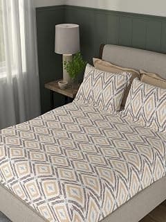 Portico New York Signature - Everyday Elegance 104 TC Cotton Yellow Double Bedsheet with 2 Pillow Covers