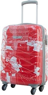Skybags Trooper 55 Cms Small Cabin Polycarbonate Hardshell Sided 4 Spinner Wheels Luggage/Suitcase/Inlineskatewheel Trolley Bag- Red and White