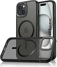 amazon basics Polycarbonate Matte Back Cover Case Compatible with Mag-Safe Designed for iPhone 14 & iPhone 13|Ultra Hybrid Camera Bump Protection (Black)