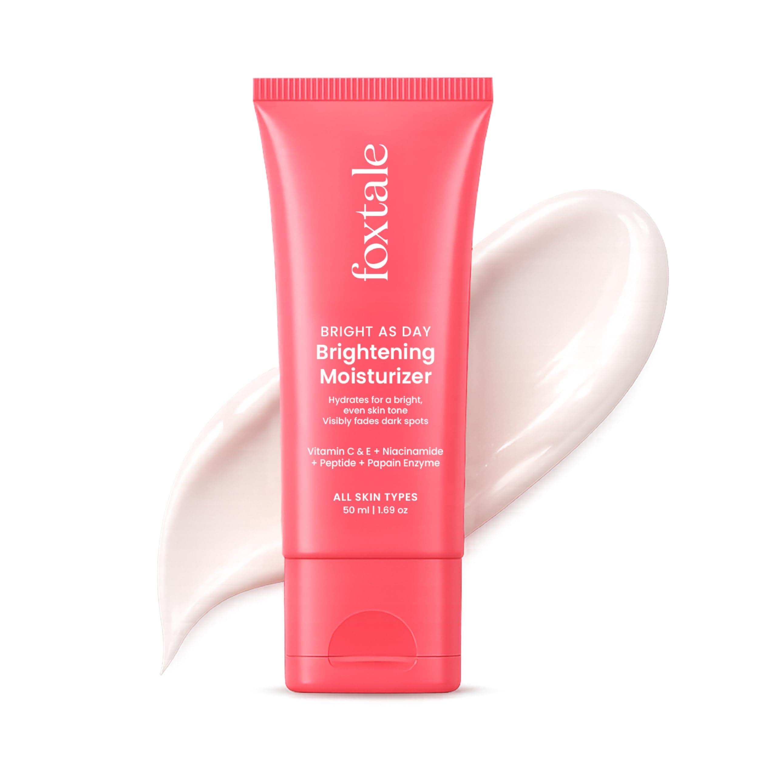 Foxtale Lightweight Brightening Face Moisturiser with Vitamin C & Niacinamide |Brightens & Evens Skin Tone, Fades Dark Spots & Deeply Hydrates | for Normal to Dry Skin | for Men & Women | 50 ml