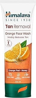Himalaya Tan Removal Orange Face Wash | Deeply Cleanses & Reduces Tan | with Orange Peel, Papain & Honey | Exfoliates Dead Skin | Dermatologically Tested | For Men & Women | 100ml