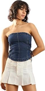 sassafras Women Blast Denim Corest Top