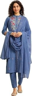 Libas Embroidered Cotton Straight Kurta With Trouser and Dupatta