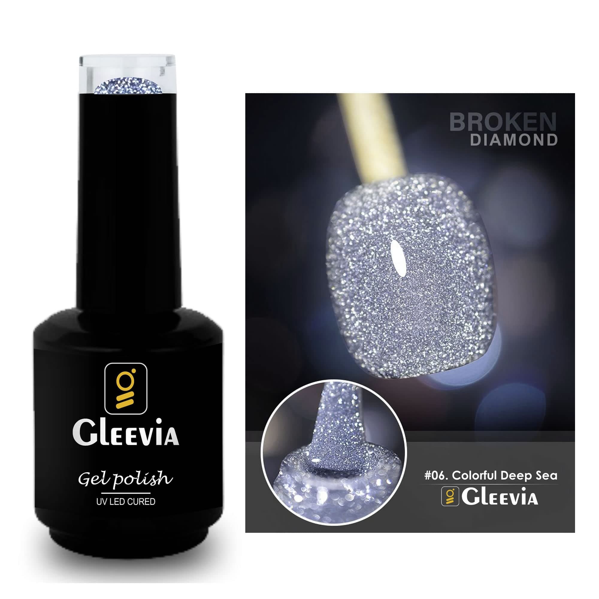 Gleevia Disco Glitter Finish Light Reflective Uv Gel Nail Polish Broken Diamond Flashing Sparkly Gel Nail Polish 15Ml