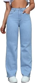 TOPLOT Women's Jeans | High Rise Waist Design | Baggy Fit Style with Relaxed Silhouette | Trendy Look with Comfortable Wear | Easy Styling for Everyday Fashion | Casual, Streetwear (5204)