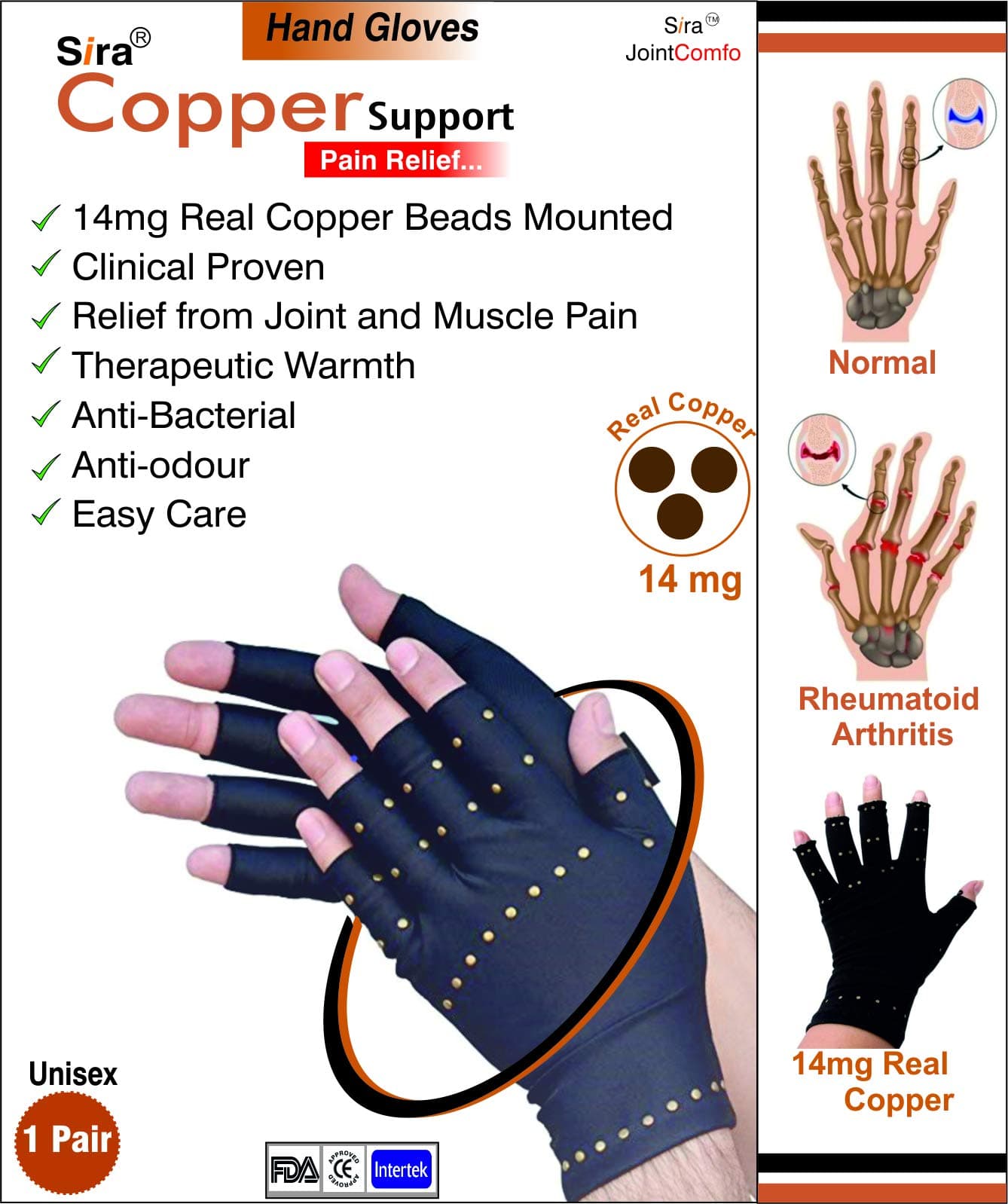 Real Copper Support – 14mg Copper Beads for Arthritis & Swelling Relief UNISEX (S)
