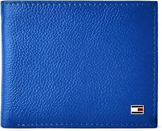 Tommy Hilfiger Men's Global Coin Wallet Becken - Bright Cobalt | 1 Coin Pocket | 2 Compartments | 4 Cards Slots | Stylish Men's Leather Wallet