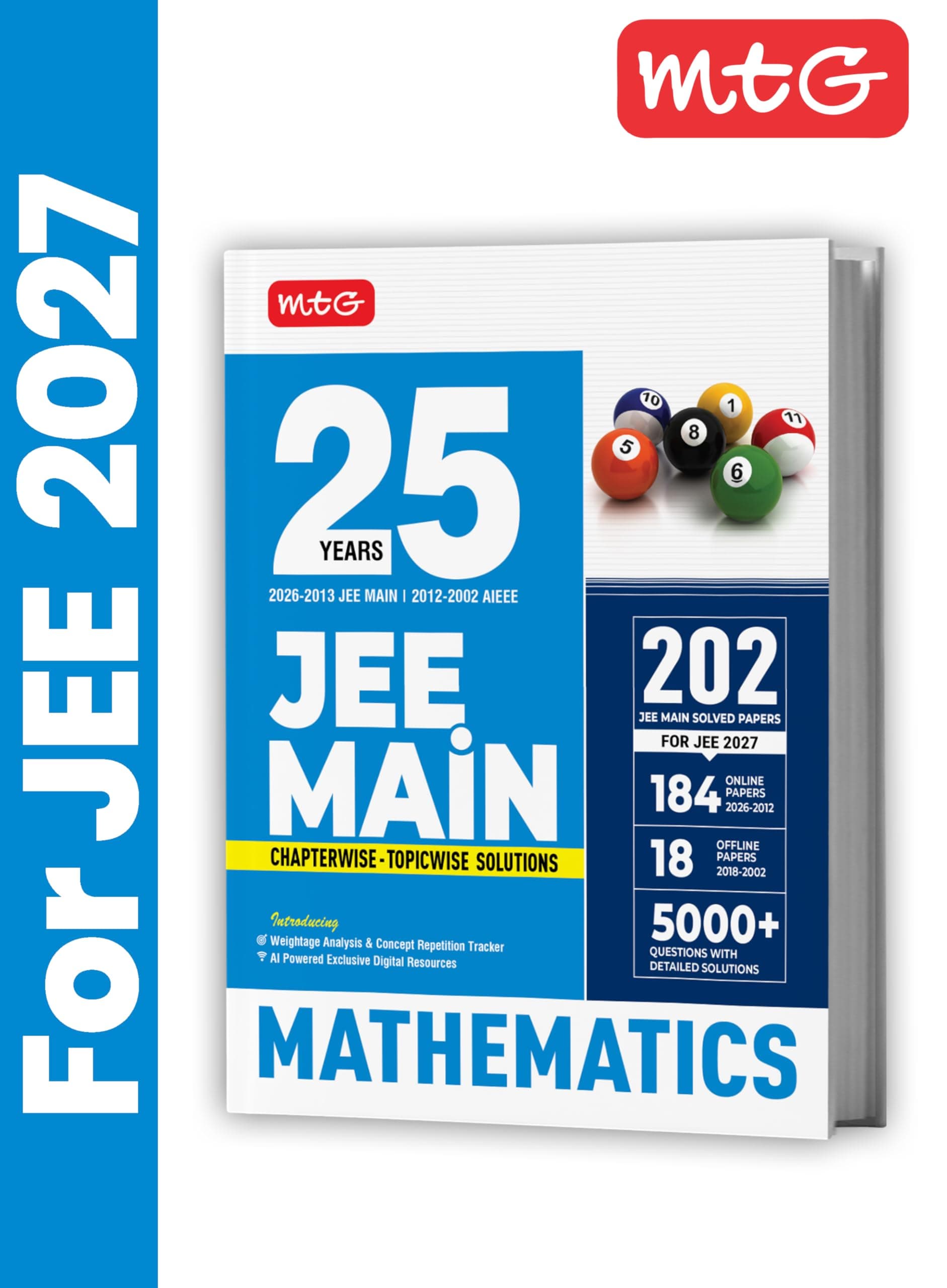 MTG 25 Years (2026-2002) JEE MAIN PYQ Book | 202 Chapter-wise & Topic-wise Previous Years Solved Papers Mathematics For 2027 Exam | Based on New ... Analysis & Concept Repetition Tracker