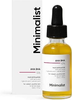 Minimalist 10% AHA BHA Exfoliating Serum For Beginners, AHAs (Lactic Acid & Glycolic Acid) & BHA (Salicylic Acid) Serum, 30ml
