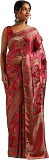 Soch Womens Satin Ethnic Motifs Saree With Zari Work