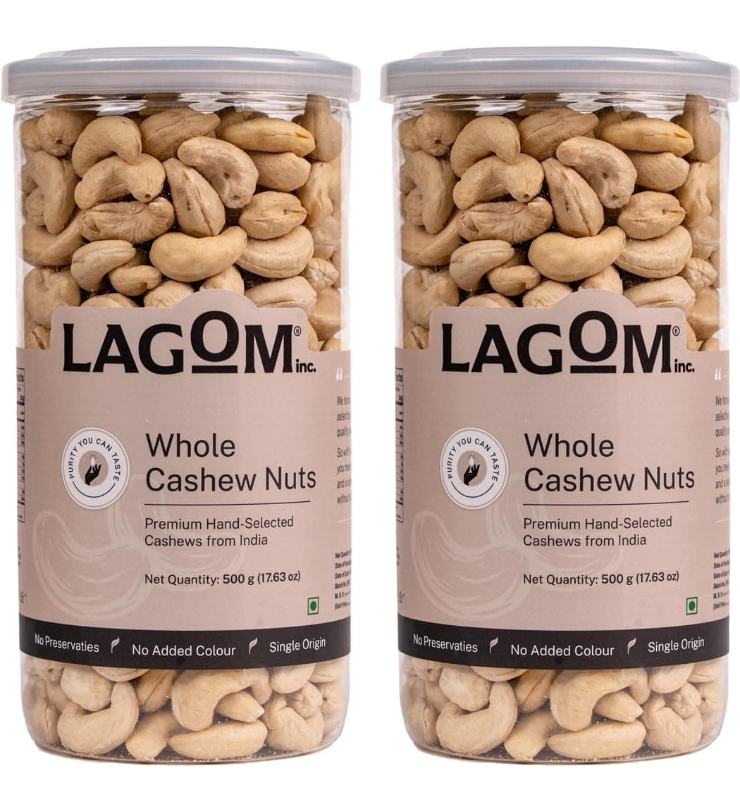Lagom Whole Cashew Nuts 1 kg | Premium Indian Kaju | Crunchy, Naturally Buttery Taste | No Added Preservatives | Vegan, Gluten Free, Non-GMO