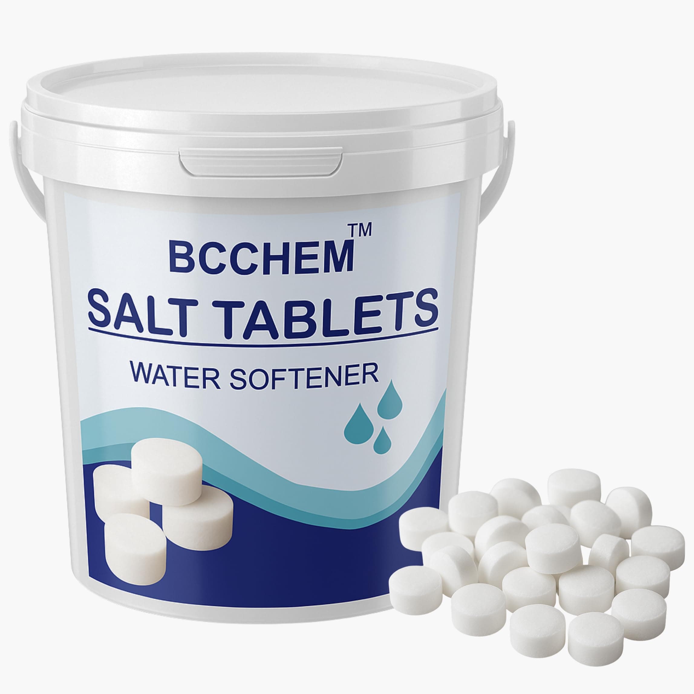 BCCHEM Salt Tablets For Water Softener| Pure and sturdy salt tablets| Best for home water softening for household,industrial use|Plastic bucket packaging for no breakage of tablets| (5.0, Kilograms)