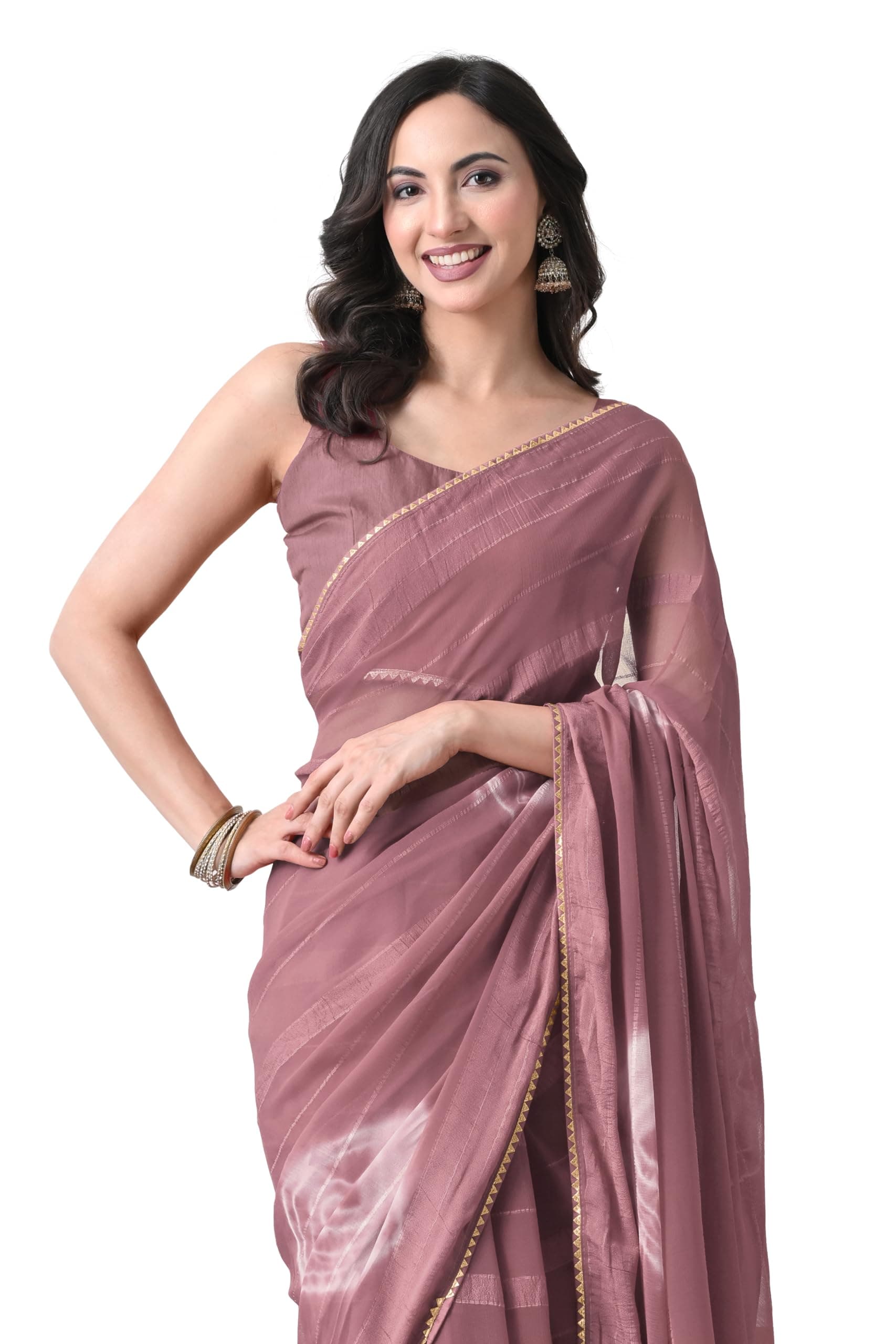 MIRCHI FASHION Saree for Woman | Chiffon Shibori Printed Elegant Farewell Sari with Blouse Piece