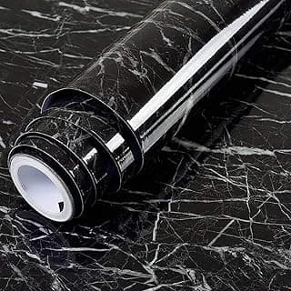 60CM X 200CM Kitchen Oil Proof Aluminium Foil Stickers, Self-Adhesive Wall Sticker Waterproof Anti-Mold and Heat Resistant, Kitchen Back Splash Wallpaper (Black)
