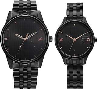 Fastrack Fastrack Mixmatched Quartz Analog Black Dial Black Metal Strap Couple Watch - NT33056296NM02