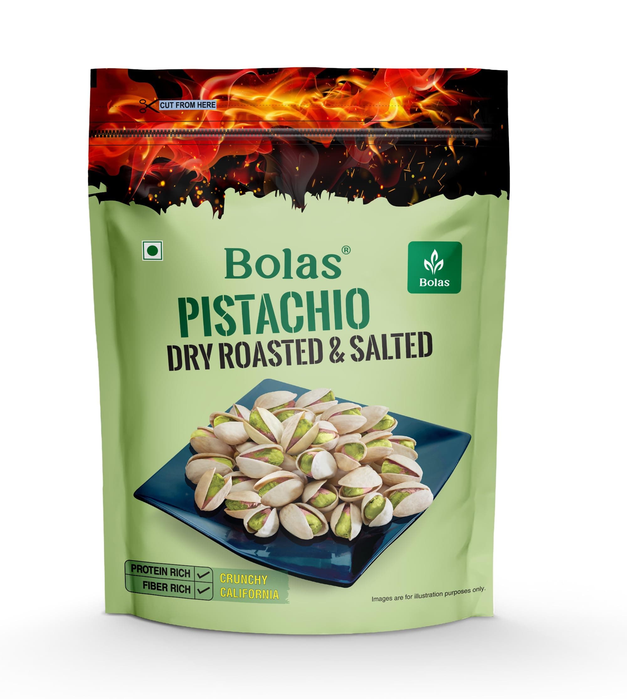 Bolas Roasted & Salted California Pistachios 500g | Pista | Rich in Protein, Phosphorus & Dietary Fibre | Low Calorie | Crunchy Healthy Snack | Dry Fruits