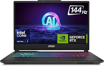 MSI Cyborg 15 AI,Intel Series 1 Core Ultra 7 155H,40CM FHD 144Hz Gaming Laptop(16GB/512GB NVMe SSD/Windows 11 Home/Office 2021/GeForce RTX 4050,GDDR6 6GB/Translucent Black/1.98Kg) A1VEK-096IN