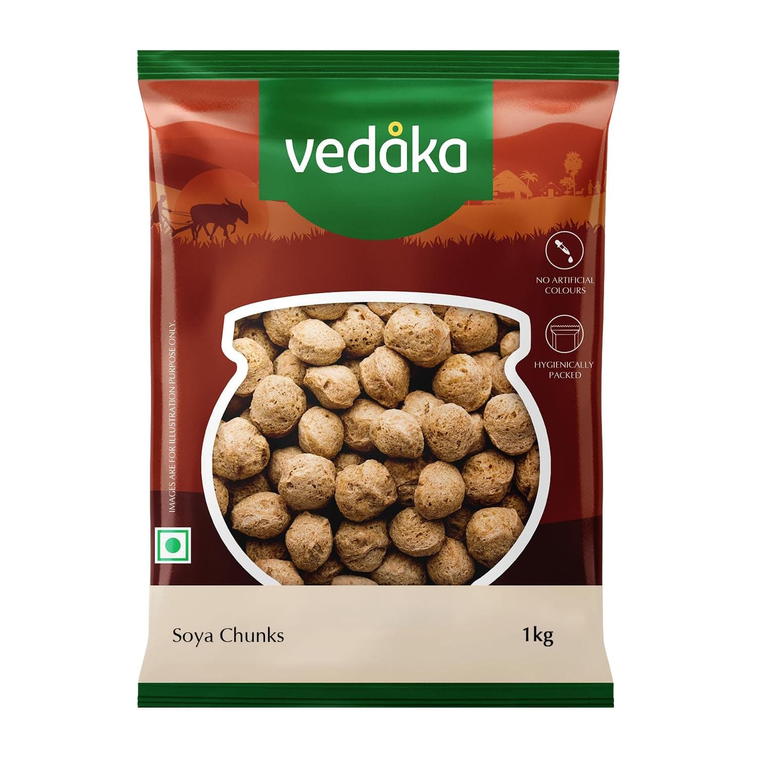 Amazon Brand - Vedaka Soy Chunks | 1 Kg | Naturally Rich in Fiber and Protein | No Artificial Flavours & No Preservatives