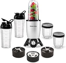 Cookwell Bullet Mixer Grinder (5 Jars, 3 Blades, Silver) - Copper, 600 Watts - 2 Year Warranty