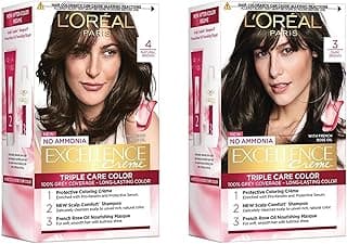 L'Oreal Paris Excellence Creme Hair Color, 4 Natural Dark Brown, 72ml+100g and Excellence Creme Hair Color, 3 Natural Darkest Brown, 72ml+100g