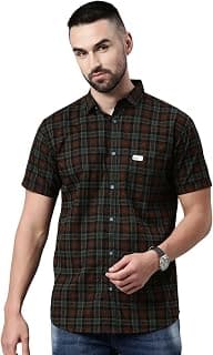 Majestic Man Men Cotton Checkered Half Sleeve Slim Fit Casual Shirt