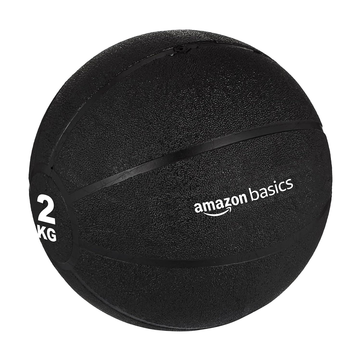 Amazon Basics Medicine Ball (2 kg | Black) | Rubber Exercise Ball for Upper & Lower Body Exercises | Textured Finish for Strong Grip