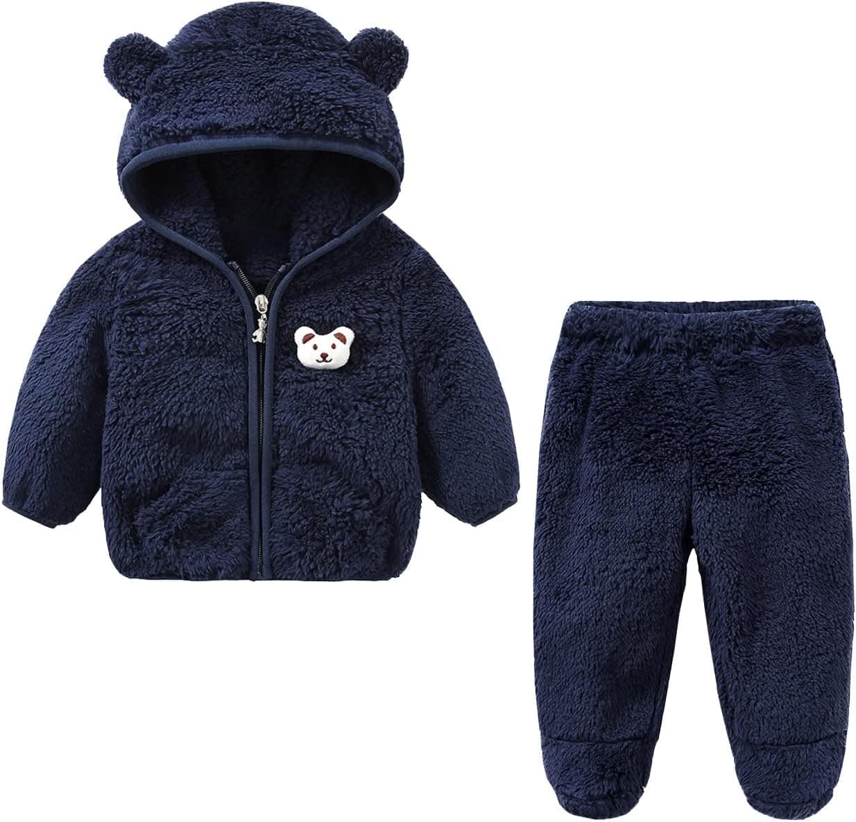 NAMAN Soft Fleece Hooded Long Sleeve For New Born Baby Winter Wear Keep Warm Baby Clothing Sets ||For Baby Boys and baby Girls Unisex Suit Infant Clothes First Gift.