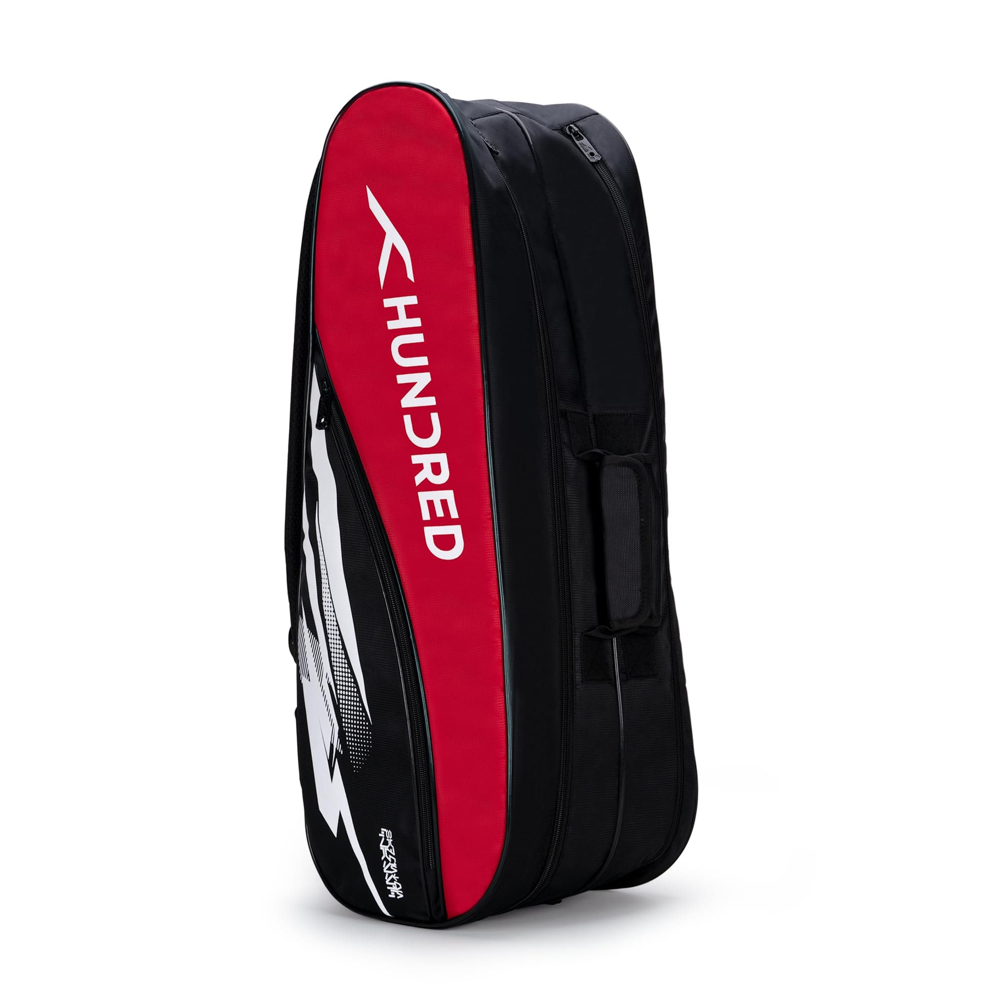 Hundred Cosmogear Badminton Kit-Bag (Black/Red)|Double Zipper|Bag with Front Zipper Pocket, Polyester