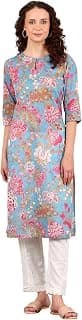 W for Woman W for Woman Sky Blue Floral Printed Pure Cotton Straight Kurta (Size: XXL)-24AUW12025-124760