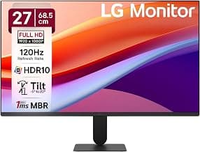 LG 27U411A-BD 68.5 cm (27 Inch) FHD (1920x1080) IPS Monitor, 1ms(MBR), 120Hz, Anti-Glare, sRGB 99%(Typ.), HDR10, 3-Side Virtually Borderless, Reader Mode, Flicker Safe, VGA, HDMI, Slim Stand, Black